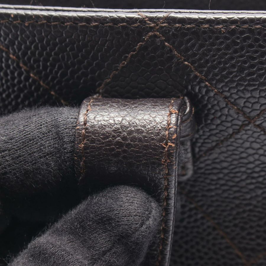 香奈兒 (CHANEL) 絎縫手提包,小牛皮,棕色,金色五金,二手,女士,雙C標誌-8