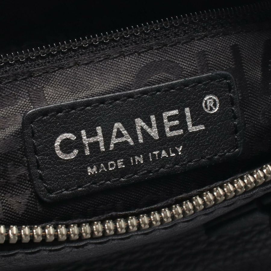 香奈兒 (CHANEL) 黑色皮革手提包,二手女款,附logo標誌-3