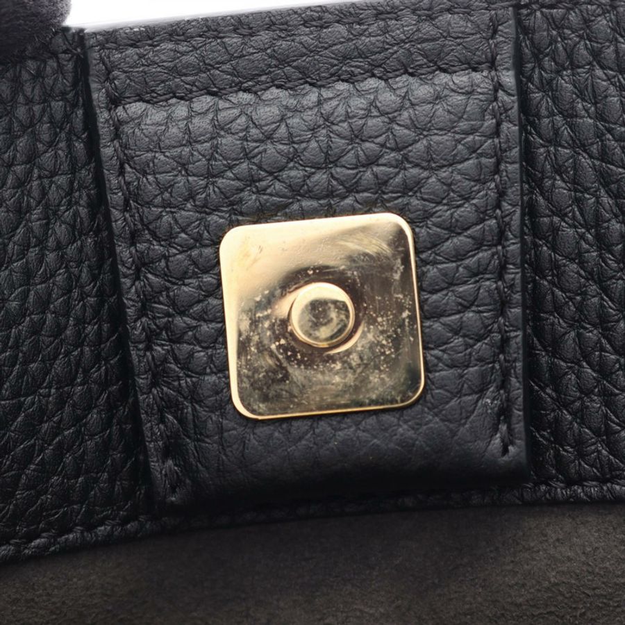FENDI FF 小號托特肩斜背包 8BH367 黑色皮革 二手 女士-4