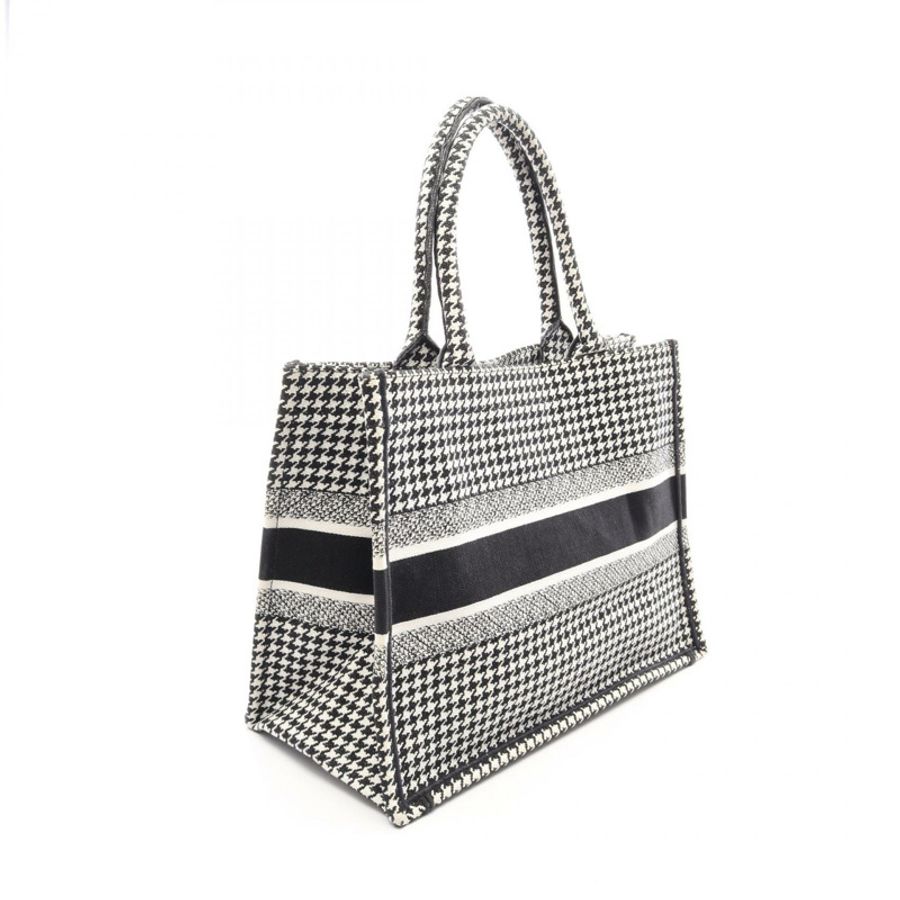 Christian Dior BOOK TOTE 中型千鳥格帆布手袋 白色 黑色 二手-1