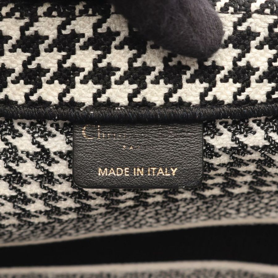 Christian Dior BOOK TOTE 中型千鳥格帆布手袋 白色 黑色 二手-3