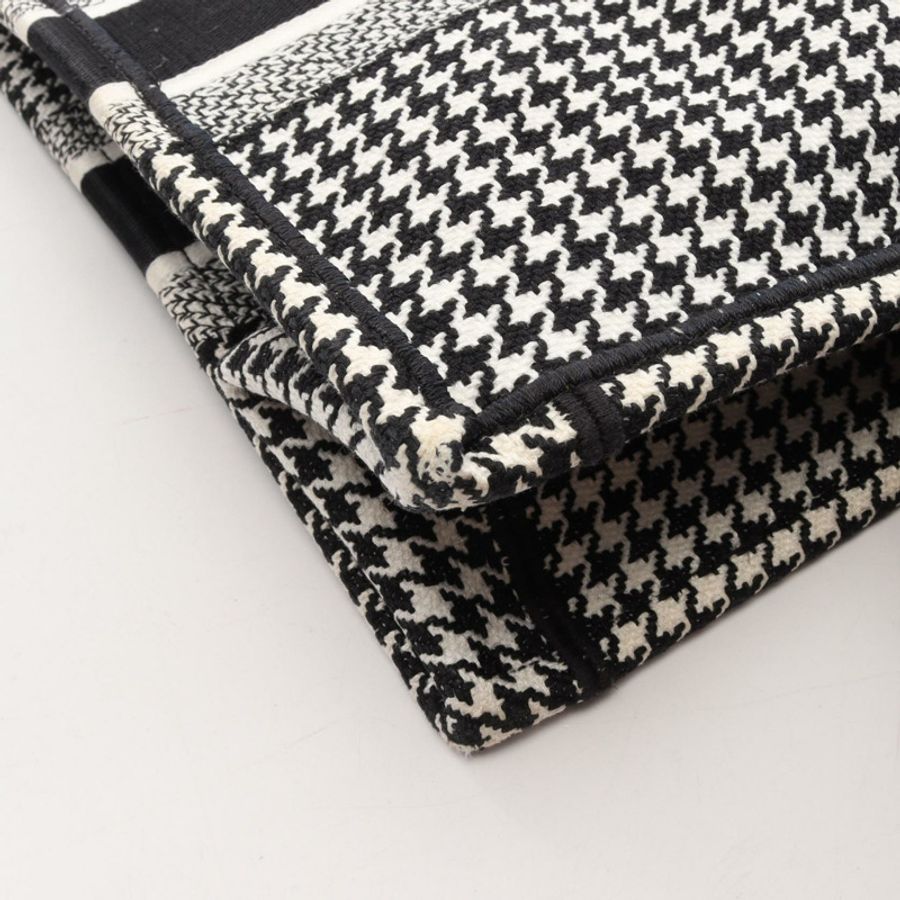 Christian Dior BOOK TOTE 中型千鳥格帆布手袋 白色 黑色 二手-5
