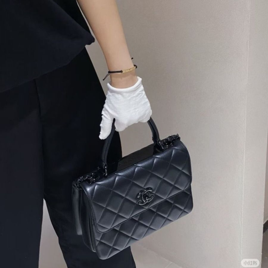 Chanel soblack手柄 TrendyCC小號 芯片款 全黑 羊皮 25*17*6 9新 配件盒 塵袋-1