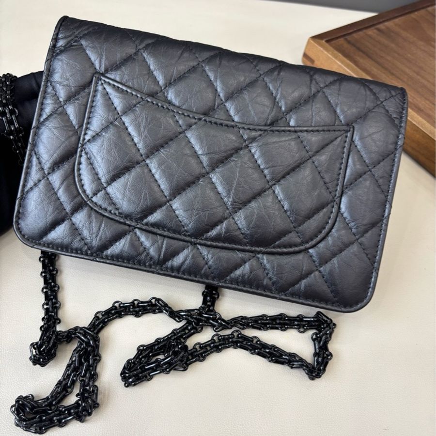 【近新閒置品】香奈兒Chanel So black全黑2.55扣woc鏈條包 單肩斜挎包 芯片款-2