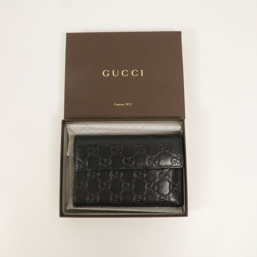 GUCCI 牛皮皮革Guccissima Flap Wallet錢包-11