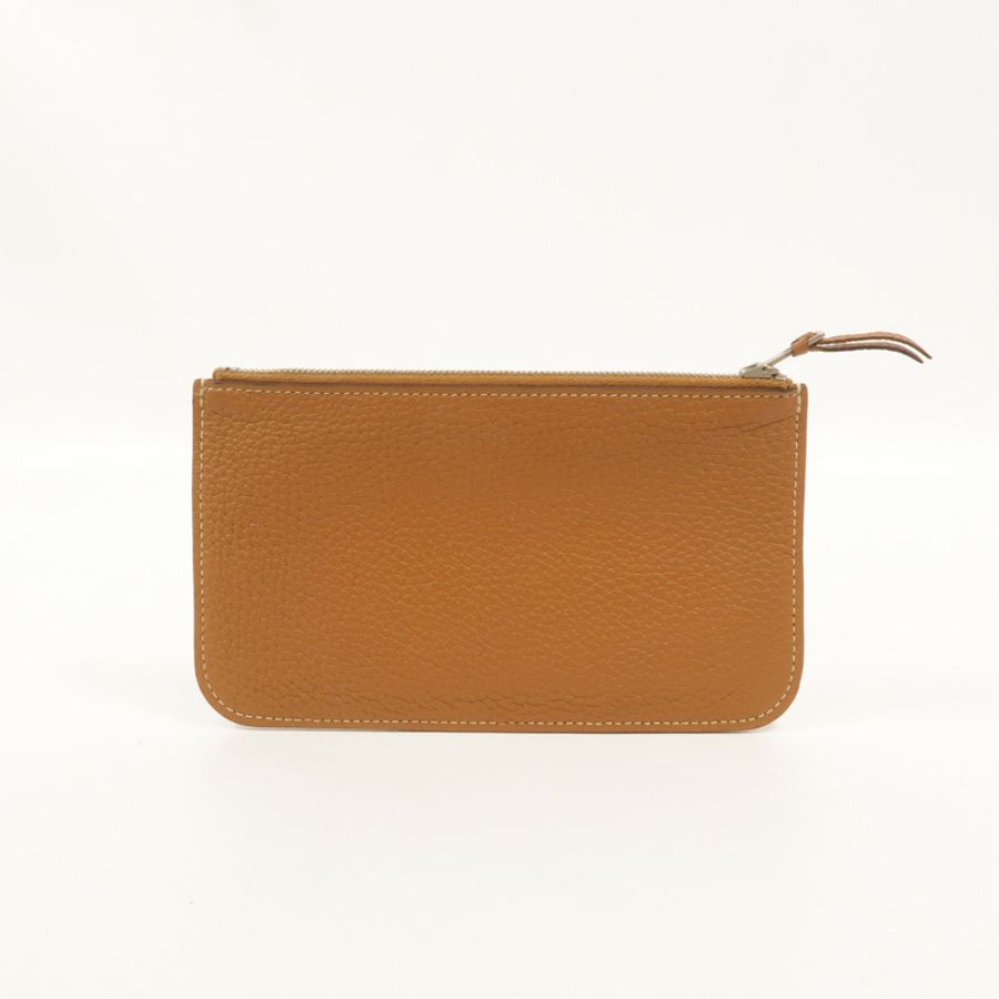 HERMES Clemence皮革Dogon GM長錢包Gold-15