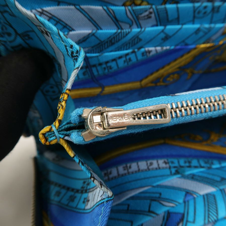 HERMES Epsom皮革Slik in Long Wallet長錢包Bleu Hydra-13