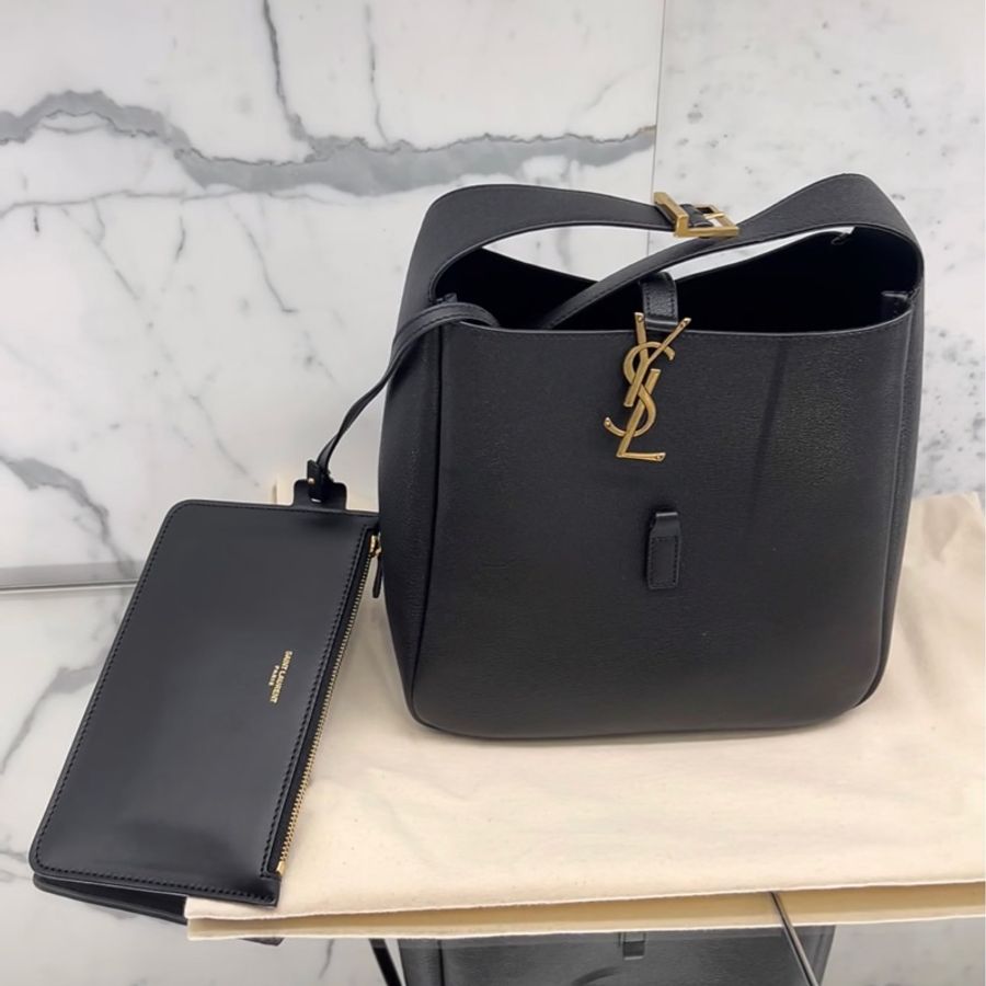 saint laurent ysl hobo 小號新款 LE 5 À 7 SUPPLE SMALL LEATHER BLACK 850533AAAUQ1997-1