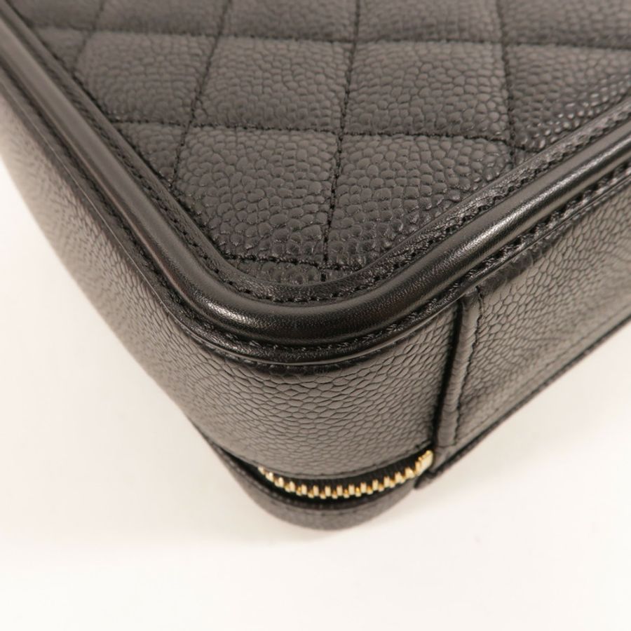 CHANEL 牛皮皮革Filigree Vanity Case手挽肩背兩用袋-14