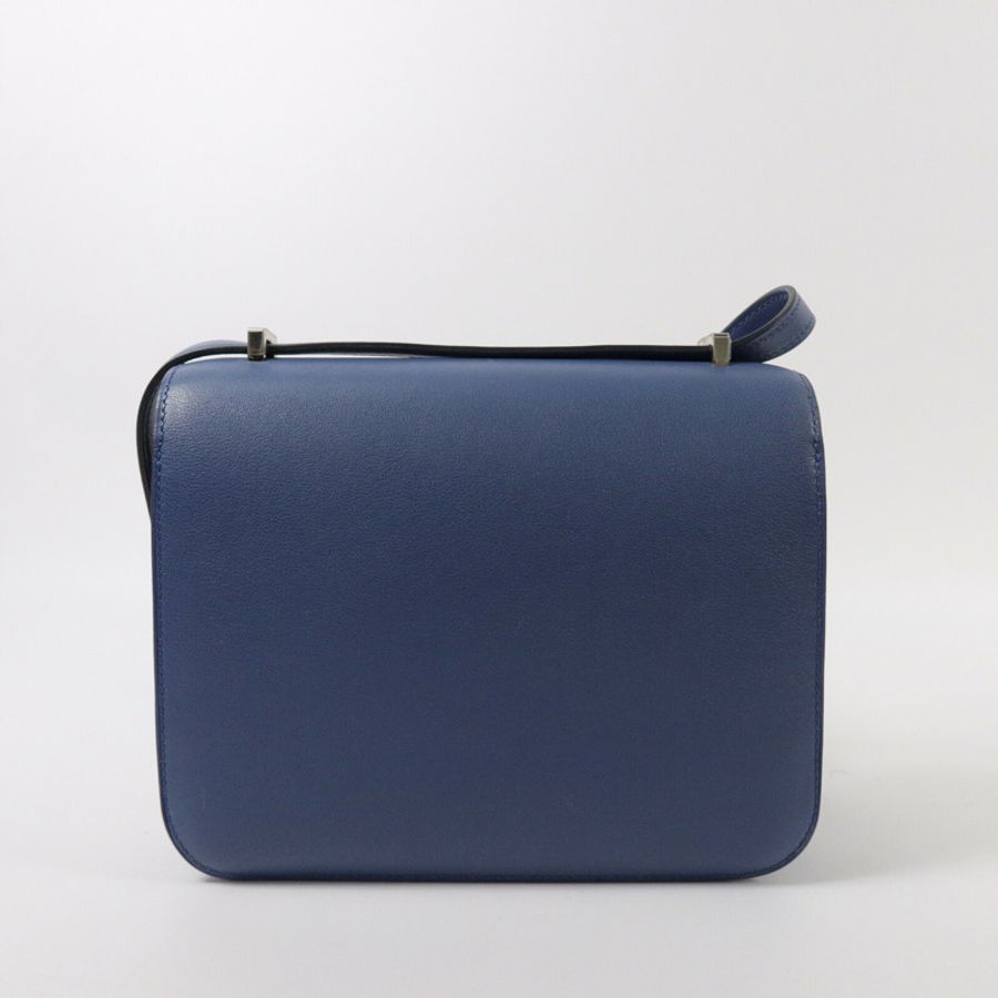 HERMES Swift皮革Constance Mini肩背袋Bleu Agate-1