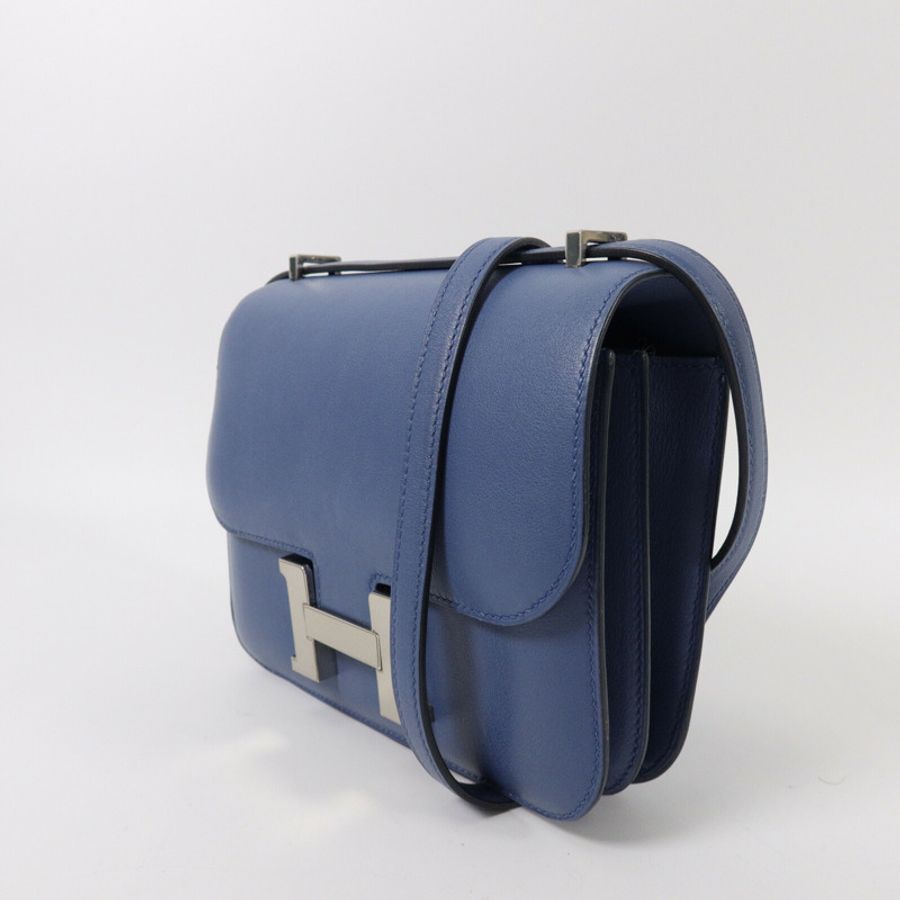 HERMES Swift皮革Constance Mini肩背袋Bleu Agate-2
