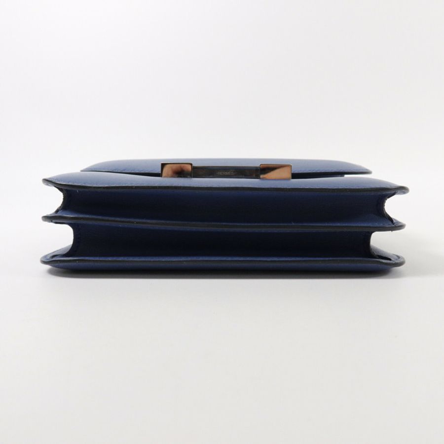 HERMES Swift皮革Constance Mini肩背袋Bleu Agate-3