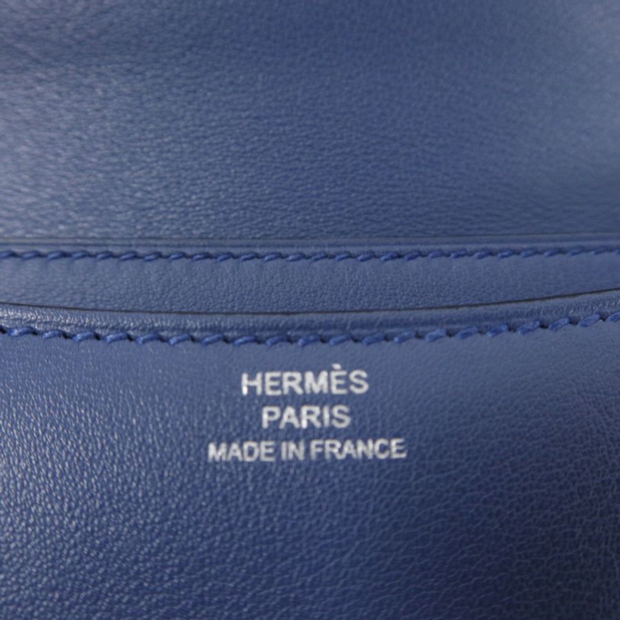 HERMES Swift皮革Constance Mini肩背袋Bleu Agate-5