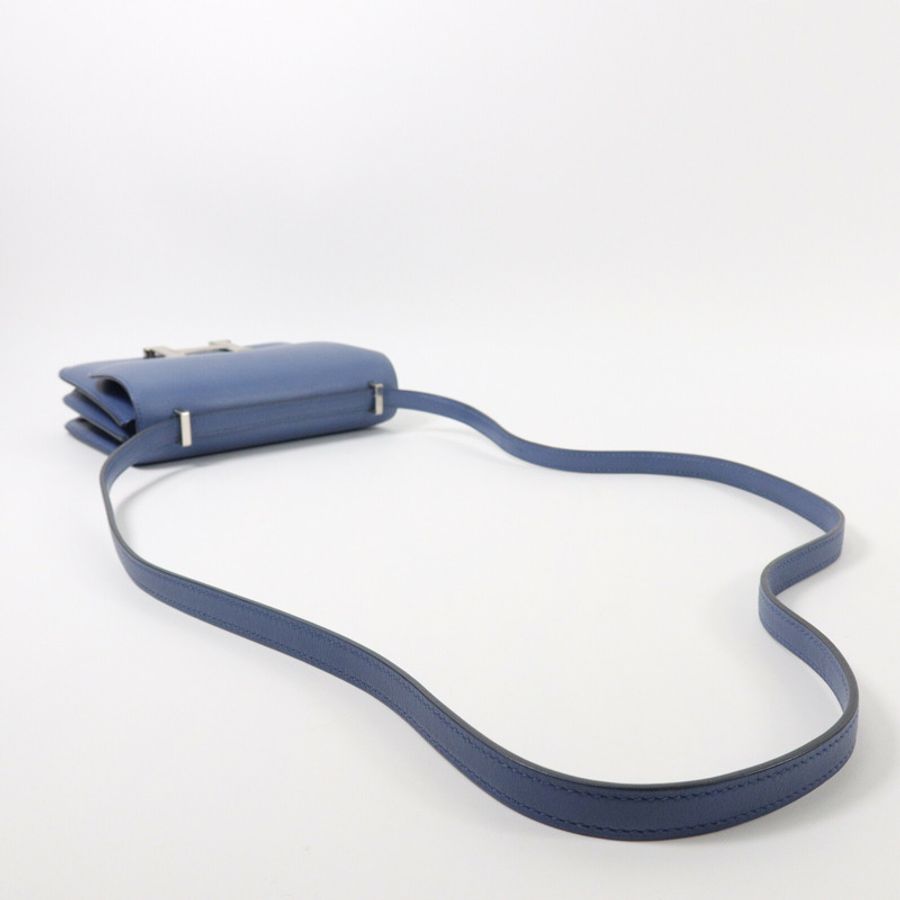 HERMES Swift皮革Constance Mini肩背袋Bleu Agate-8