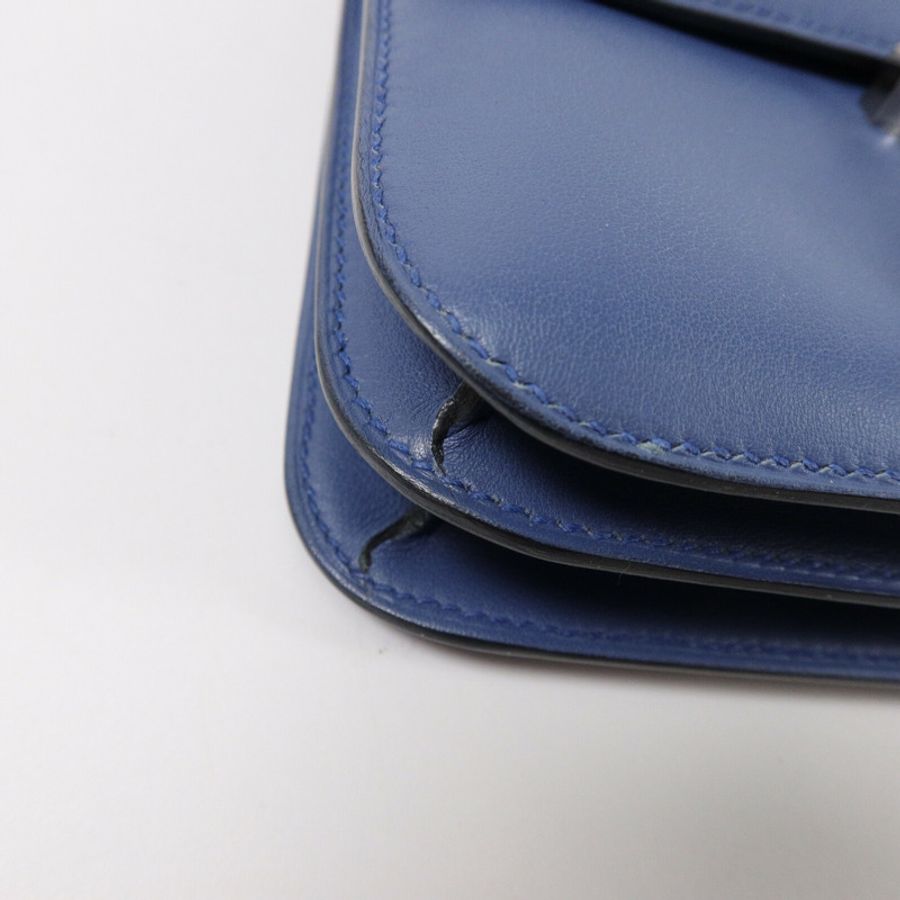 HERMES Swift皮革Constance Mini肩背袋Bleu Agate-10