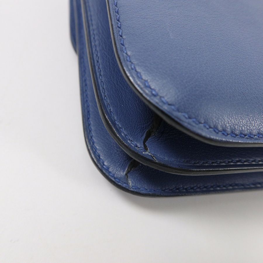 HERMES Swift皮革Constance Mini肩背袋Bleu Agate-12