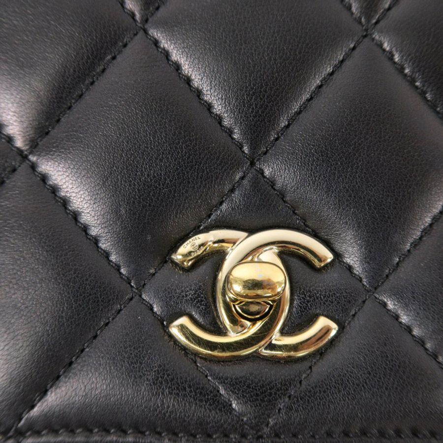 CHANEL 羊皮皮革Carry Chic Flap Bag鏈帶手挽肩背兩用袋-5