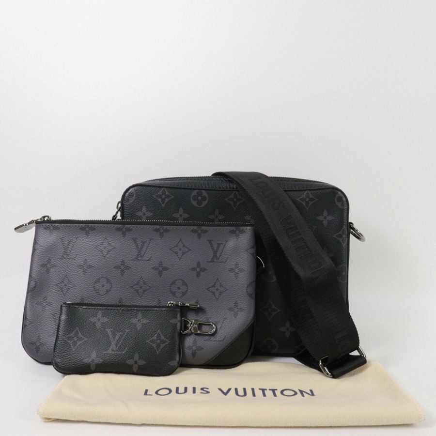 LOUIS VUITTON Monogram Eclipse Reverse Trio Messenger肩背袋-11