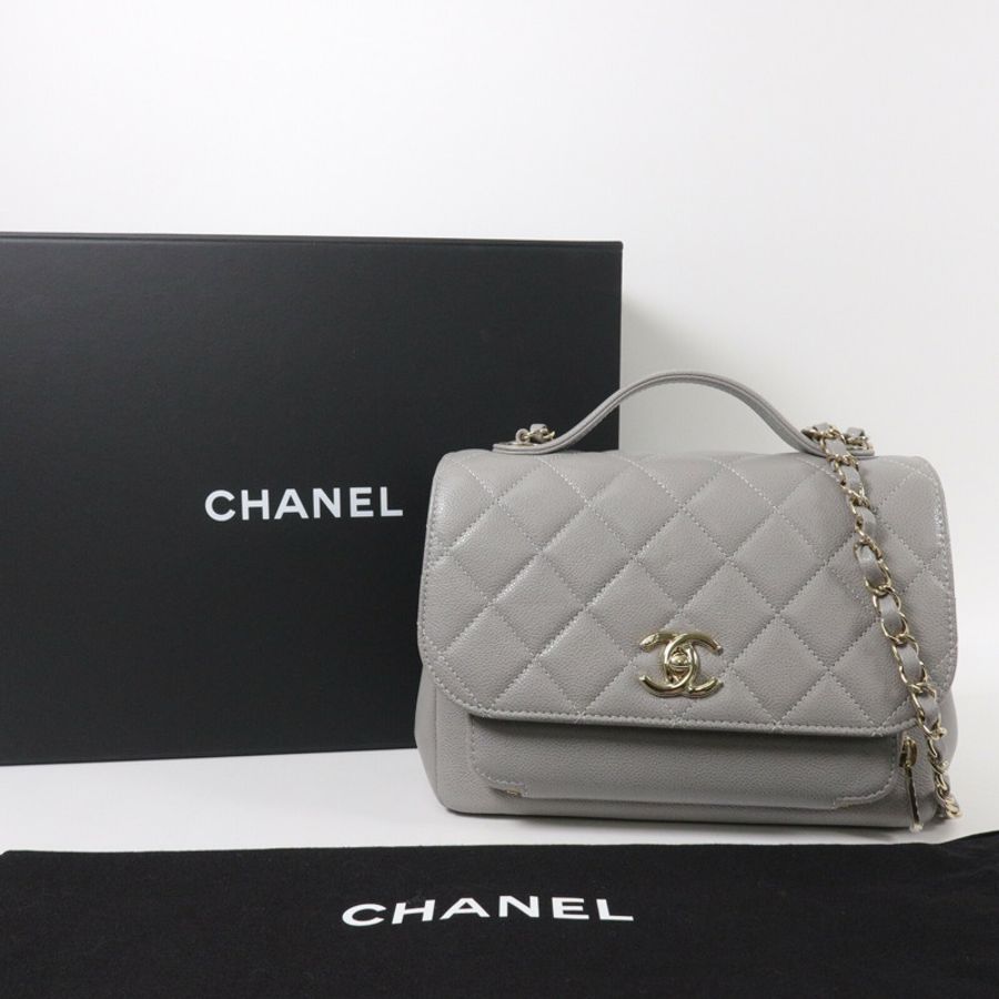 CHANEL 牛皮皮革Business Affinity鏈帶手挽肩背兩用袋-9