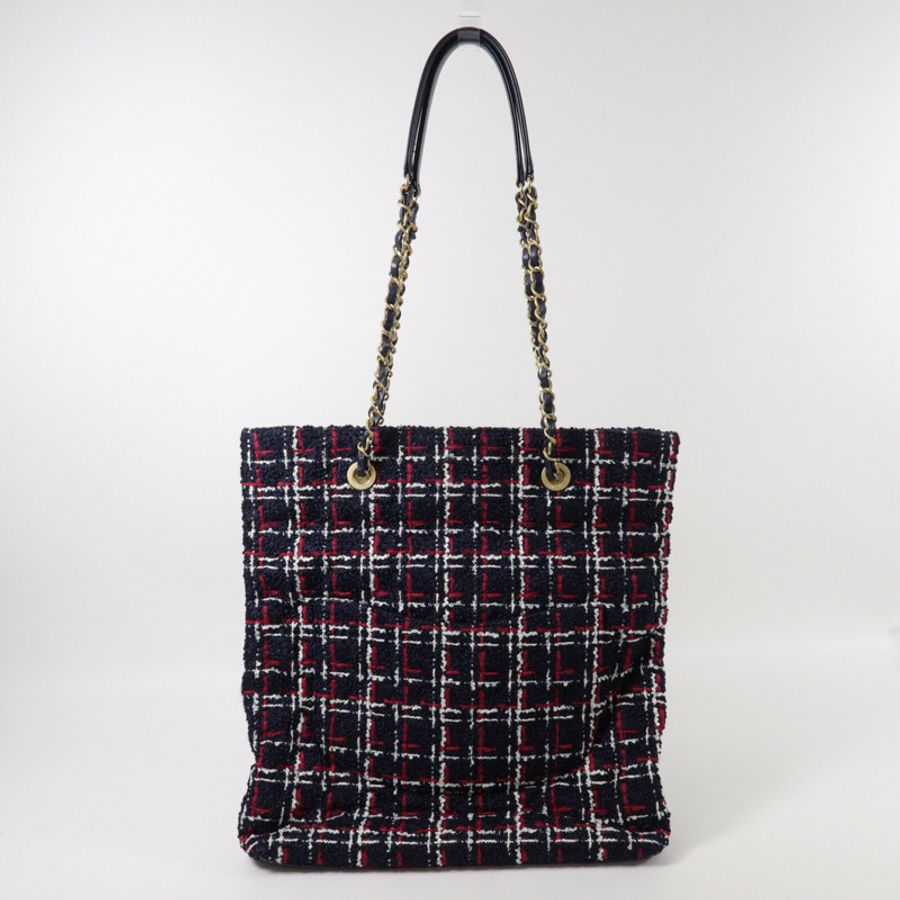 CHANEL Tweed Shopping Tote鏈帶肩背袋-1