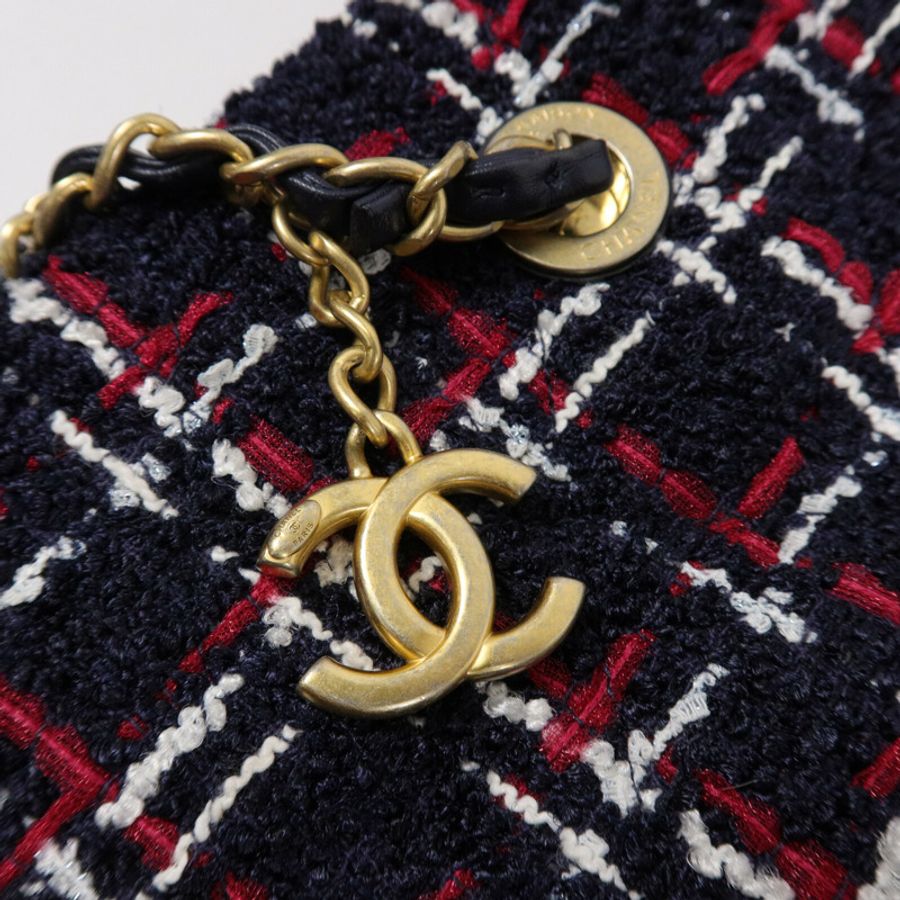 CHANEL Tweed Shopping Tote鏈帶肩背袋-8