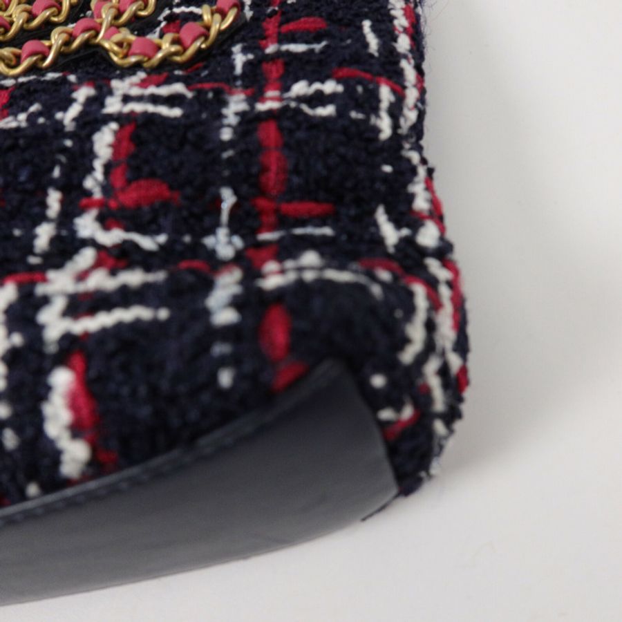 CHANEL Tweed Shopping Tote鏈帶肩背袋-11