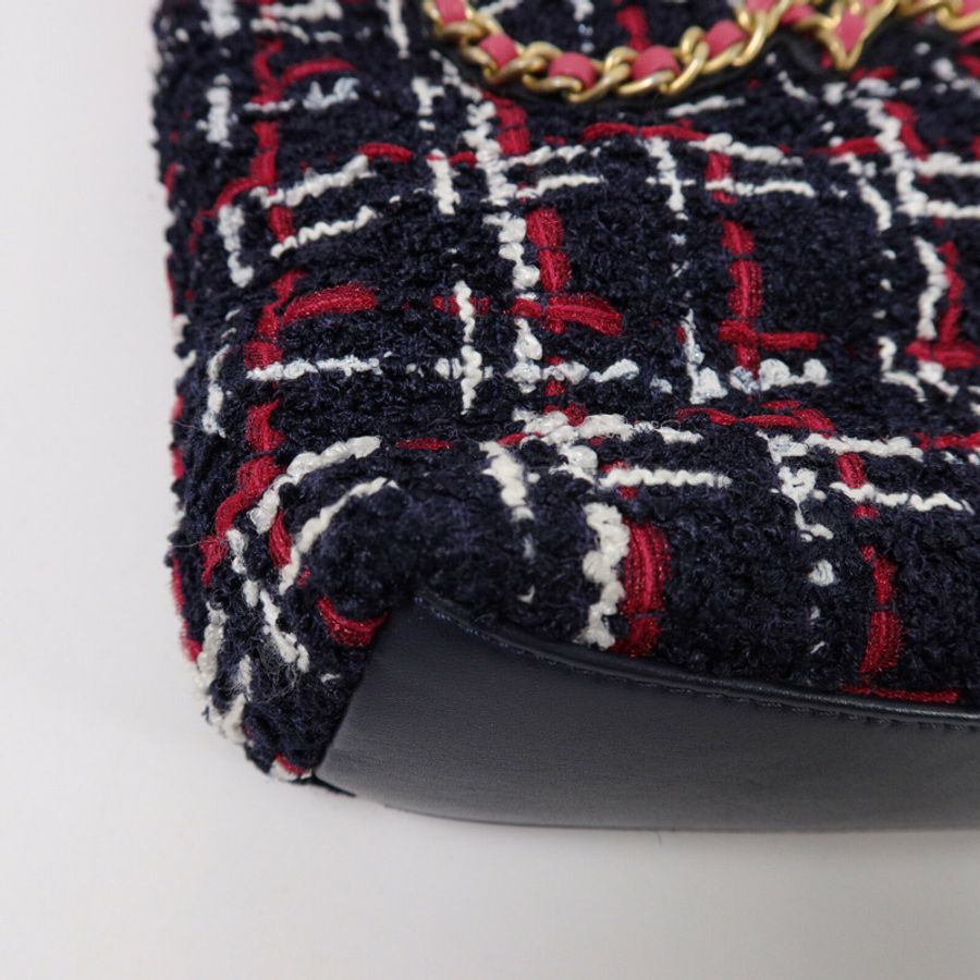 CHANEL Tweed Shopping Tote鏈帶肩背袋-14