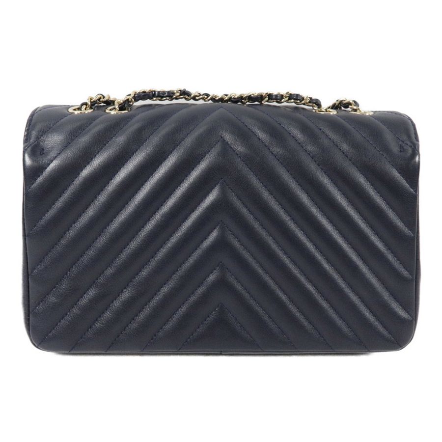 CHANEL 牛皮皮革Chevron Flap Bag鏈帶肩背袋-1