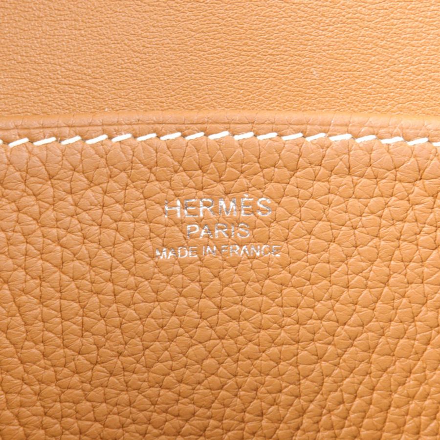 HERMES Clemence皮革Halzan 31手挽肩背兩用袋Gold-5