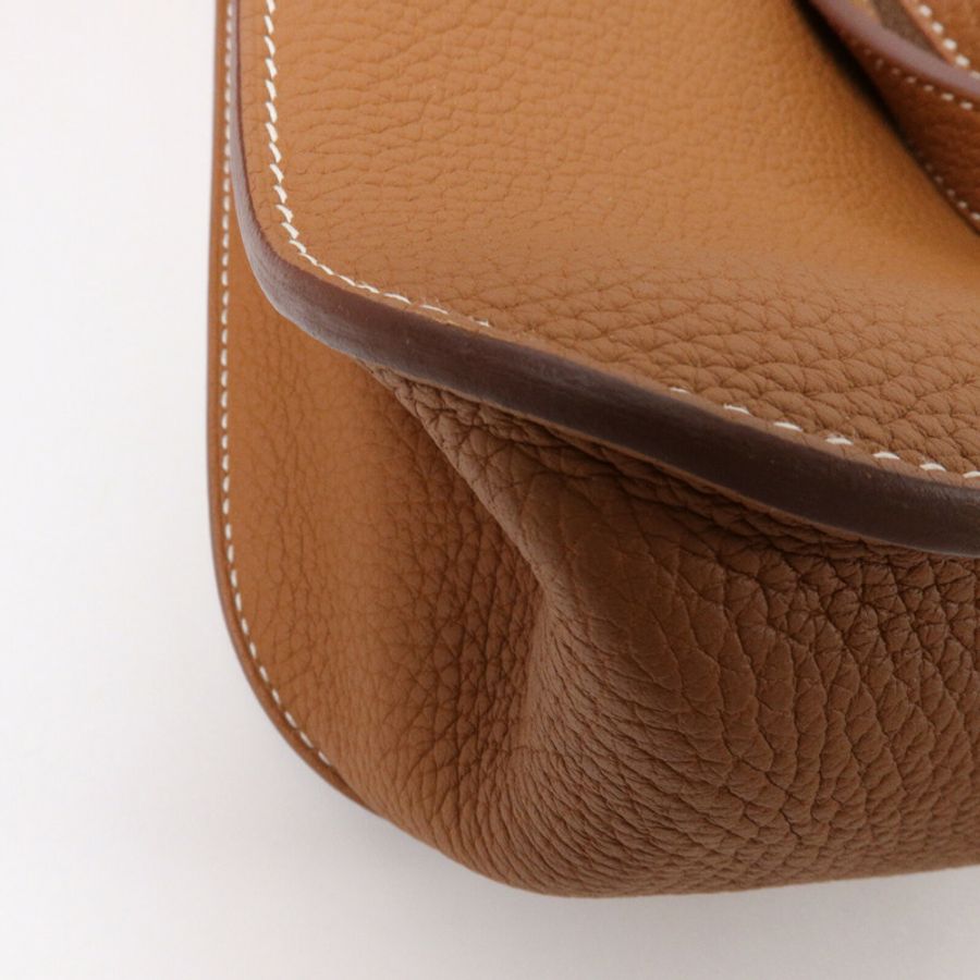 HERMES Clemence皮革Halzan 31手挽肩背兩用袋Gold-9