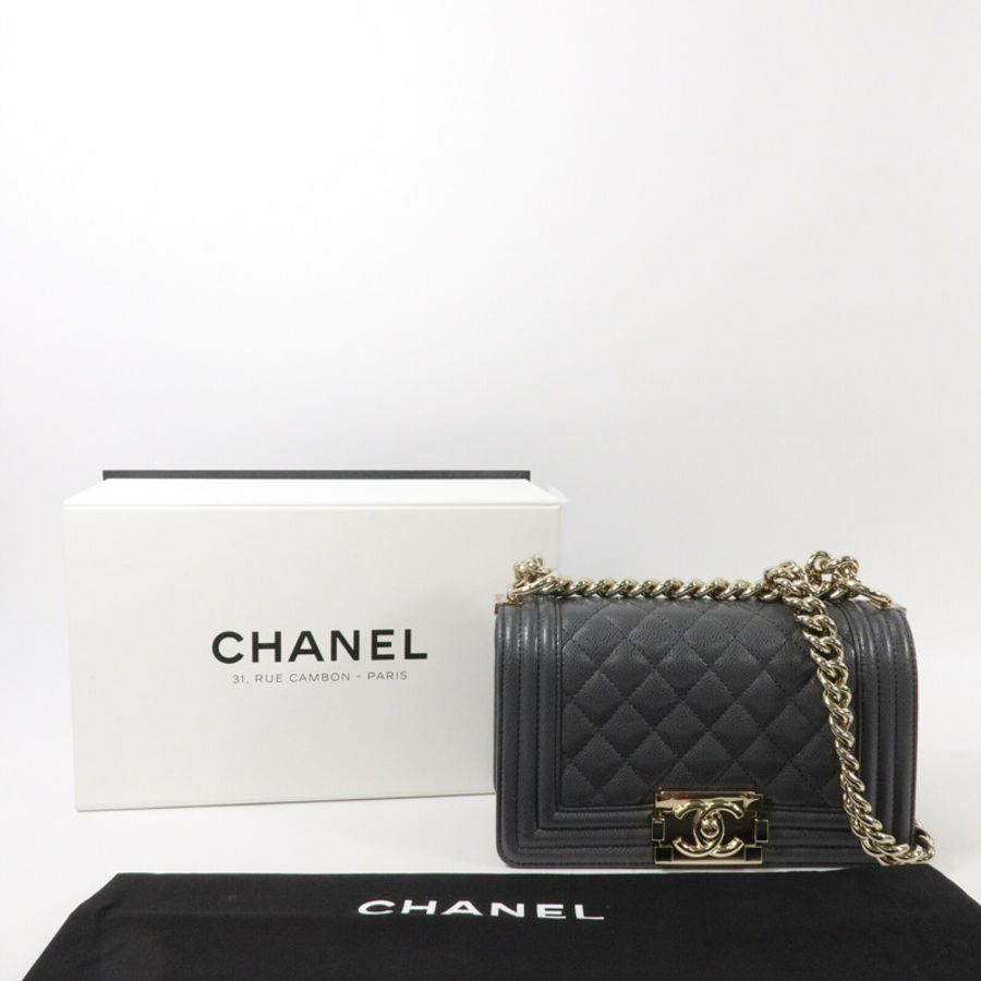 CHANEL 牛皮皮革Boy 20鏈帶肩背袋-9