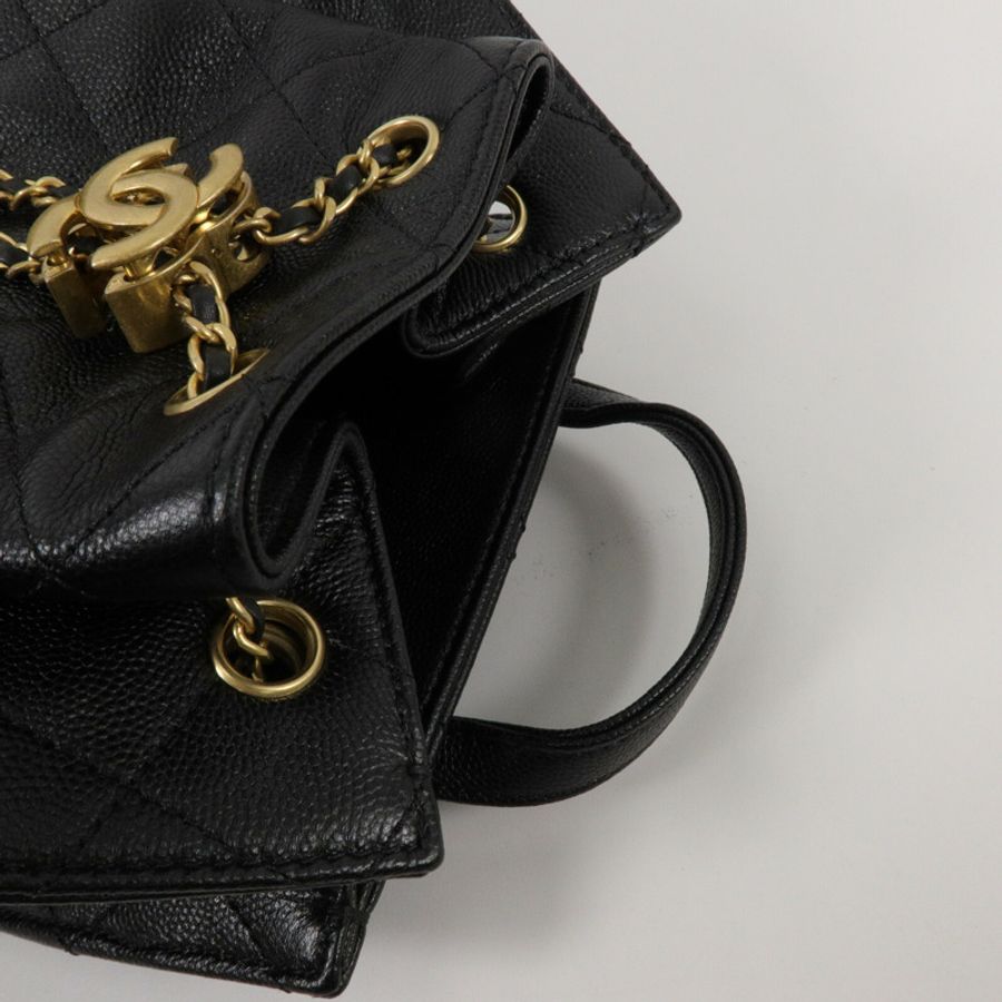 CHANEL 牛皮皮革Chanel 25 Backpack鏈帶背包-8