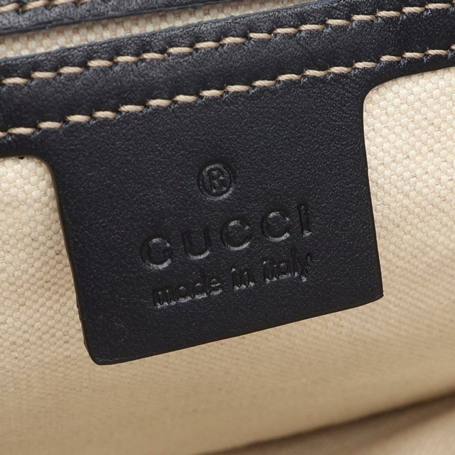 GUCCI GG Supreme 單肩包 295257 帆布皮革 米色 海軍藍 二手 女士-3