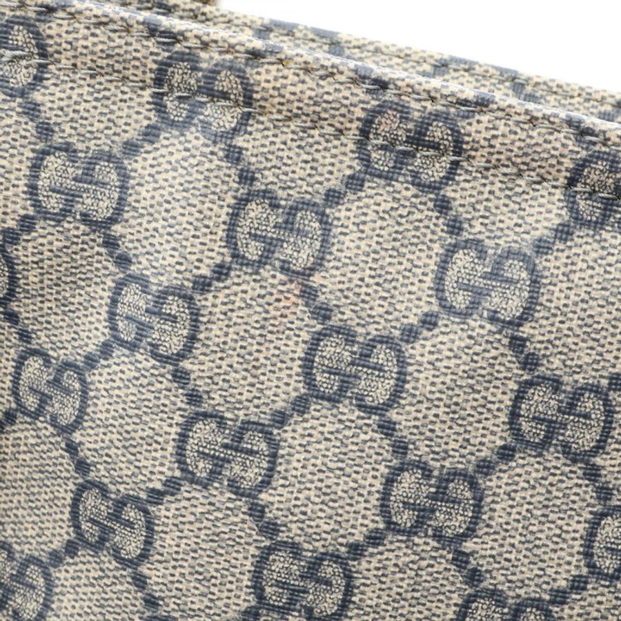 GUCCI GG Supreme 單肩包 295257 帆布皮革 米色 海軍藍 二手 女士-5