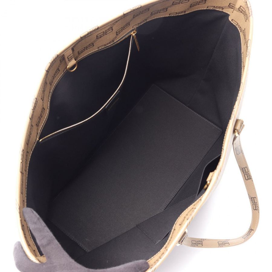 BALENCIAGA BB Monogram 手提包 PVC塗層帆布 灰色 二手 女士-2