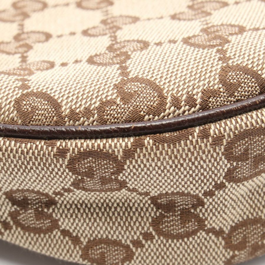 GUCCI GG帆布肩斜背包 122790 帆布皮革 米色棕色 二手-5