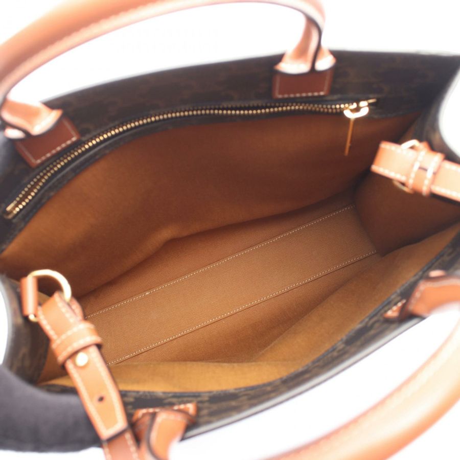 CELINE 小號垂直 Cabas Triomphe 2WAY 手袋 191542 帆布 黑色棕色-2