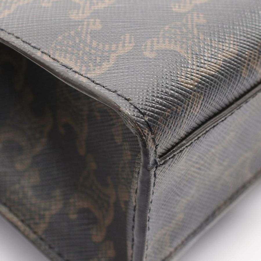 CELINE 小號垂直 Cabas Triomphe 2WAY 手袋 191542 帆布 黑色棕色-5