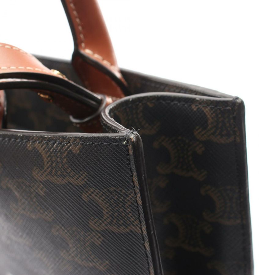 CELINE 小號垂直 Cabas Triomphe 2WAY 手袋 191542 帆布 黑色棕色-6