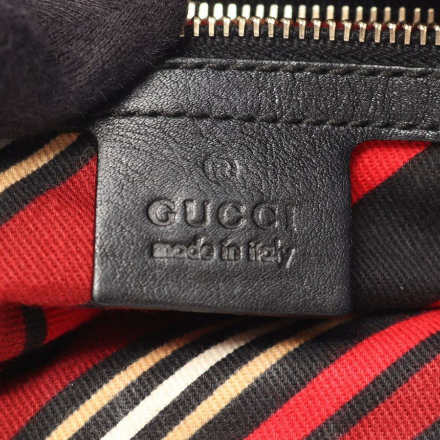 GUCCI Guccissima 雙G互扣式肩背包 167714 黑色皮革 二手 女士-4