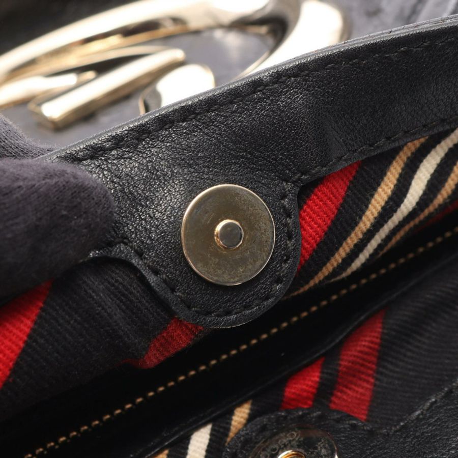 GUCCI Guccissima 雙G互扣式肩背包 167714 黑色皮革 二手 女士-6