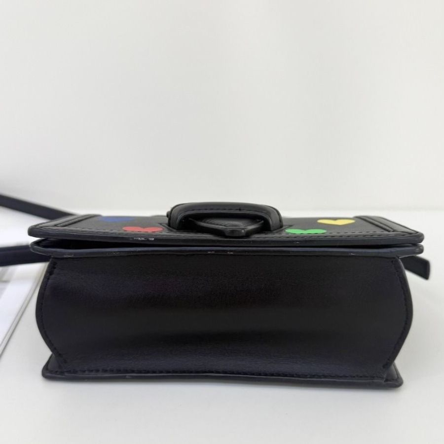 LOEWE 愛心巴塞羅那包 黑色包身配彩色愛心圖案 19*12cm 9新 配件塵袋-4