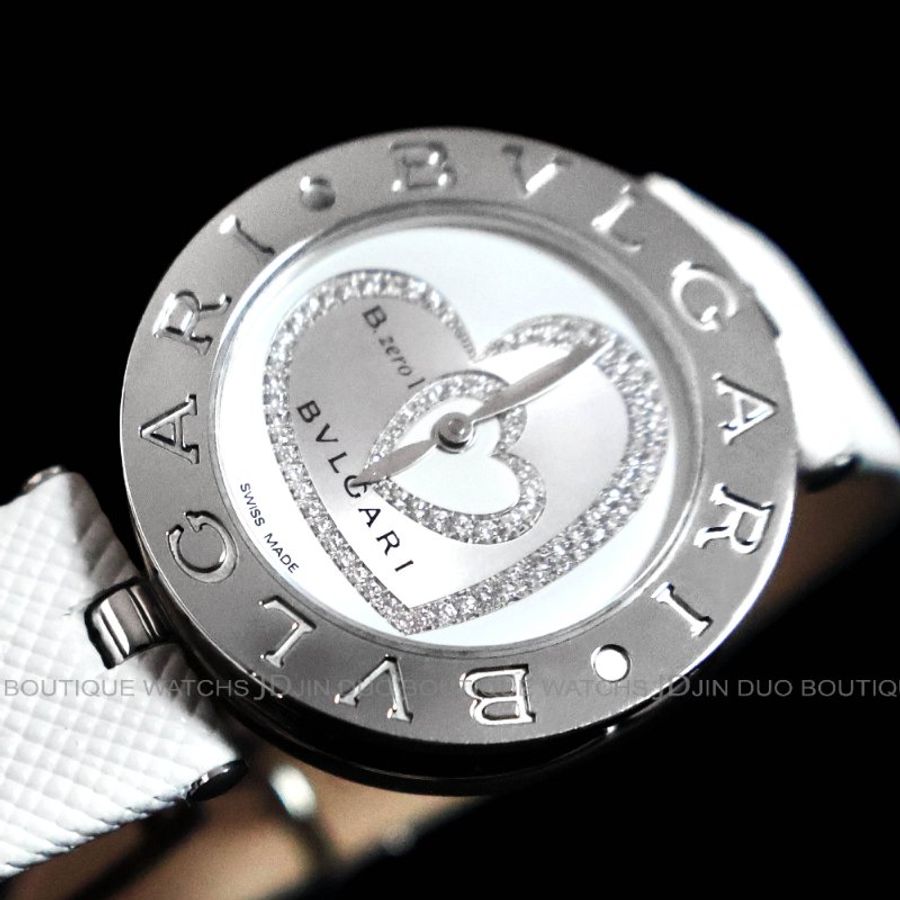 金鐸精品~2551 BVLGARI寶格麗 B.ZERO1系列BZ30S雙心鑲鑽面盤30mm石英女用鑽錶-5