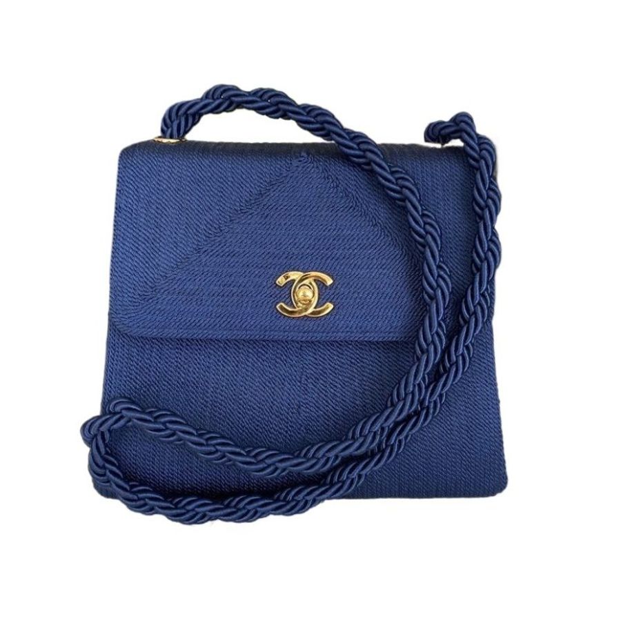 Chanel香奈兒麻繩編織雙C扣肩背包-0
