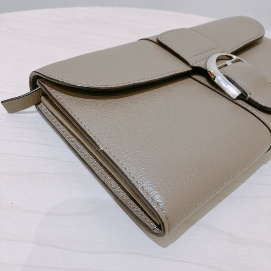 TK2115 Delvaux Brillant Long Wallet Chain In Rodeo Calfskin Grey X PHW-6