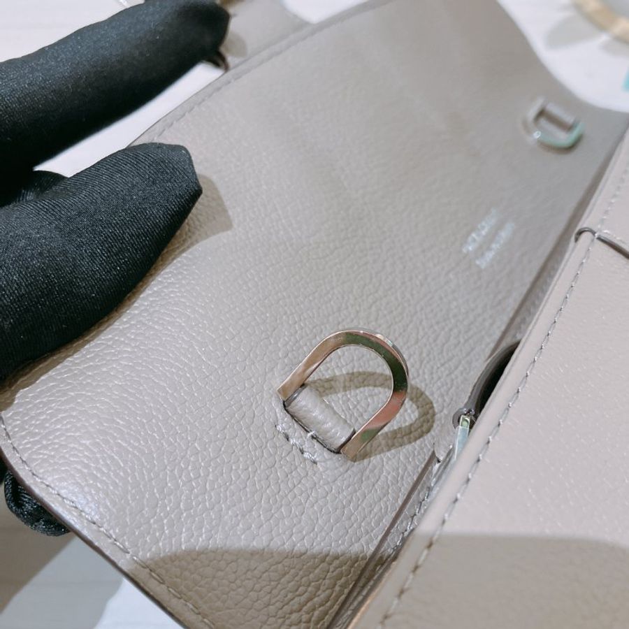 TK2115 Delvaux Brillant Long Wallet Chain In Rodeo Calfskin Grey X PHW-19