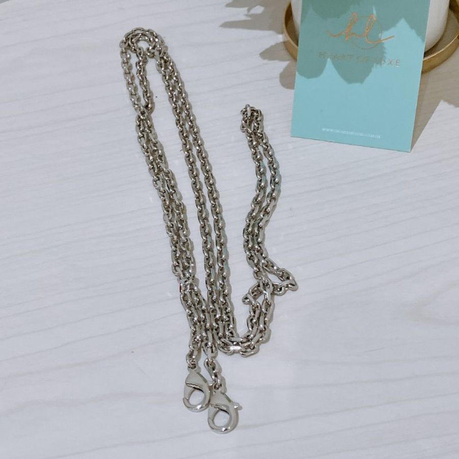 TK2115 Delvaux Brillant Long Wallet Chain In Rodeo Calfskin Grey X PHW-32