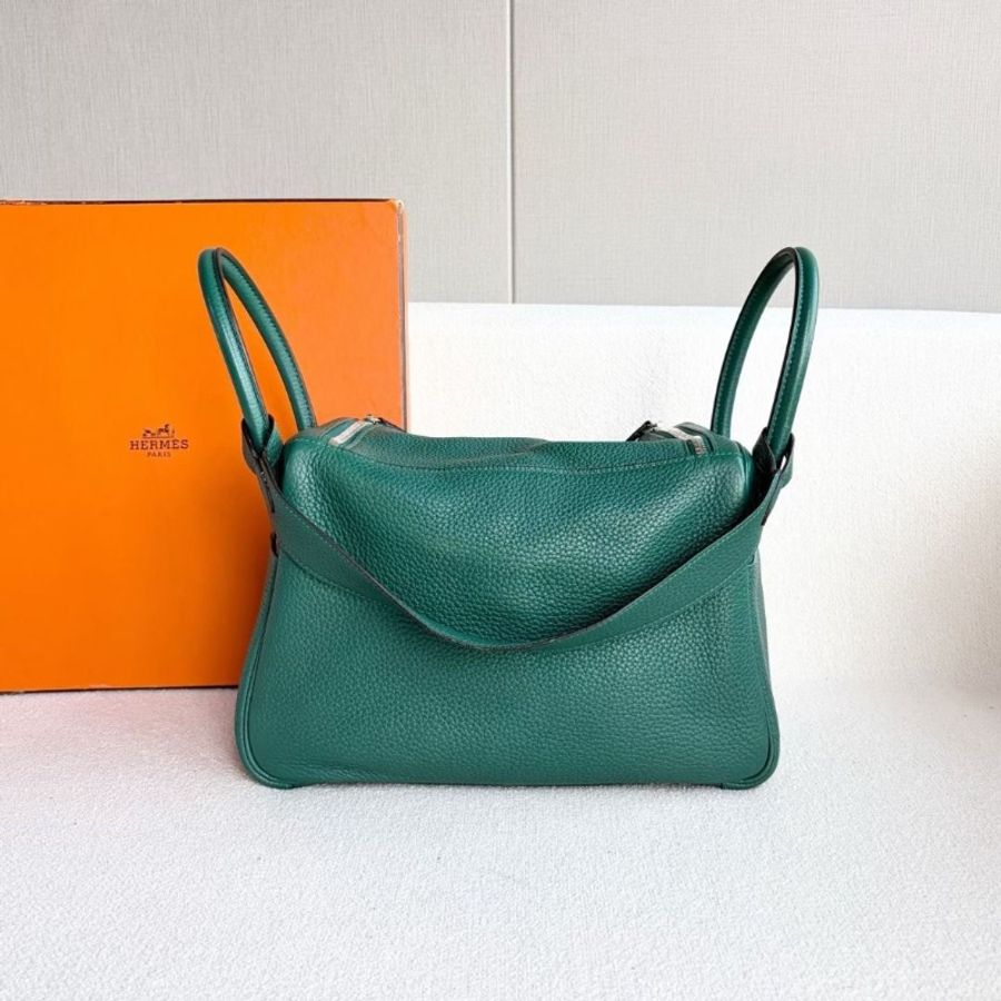 Hermes Lindy30 孔雀綠 銀扣 TC皮30*20*15 9新 配件塵袋-5