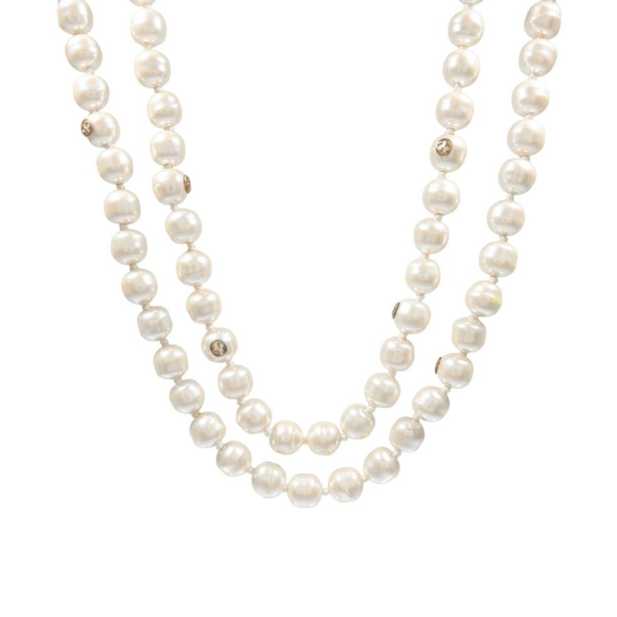 GUCCI PVC/Metal Faux Pearl Ribbon Necklace項鏈-1