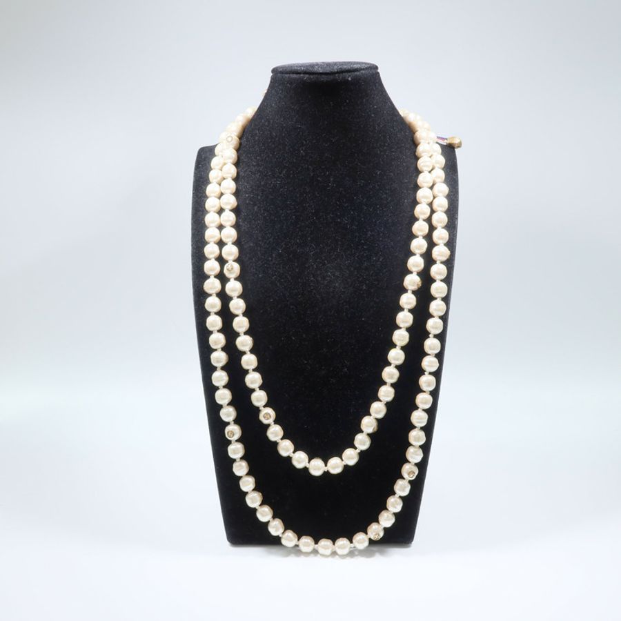 GUCCI PVC/Metal Faux Pearl Ribbon Necklace項鏈-6